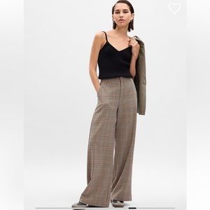 NWT Gap high rise wide leg trousers in brown plaid